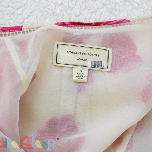 *Moulinette Souers* Anthropologie Silk Rose Dress, size 0 - Picture 9 of 11